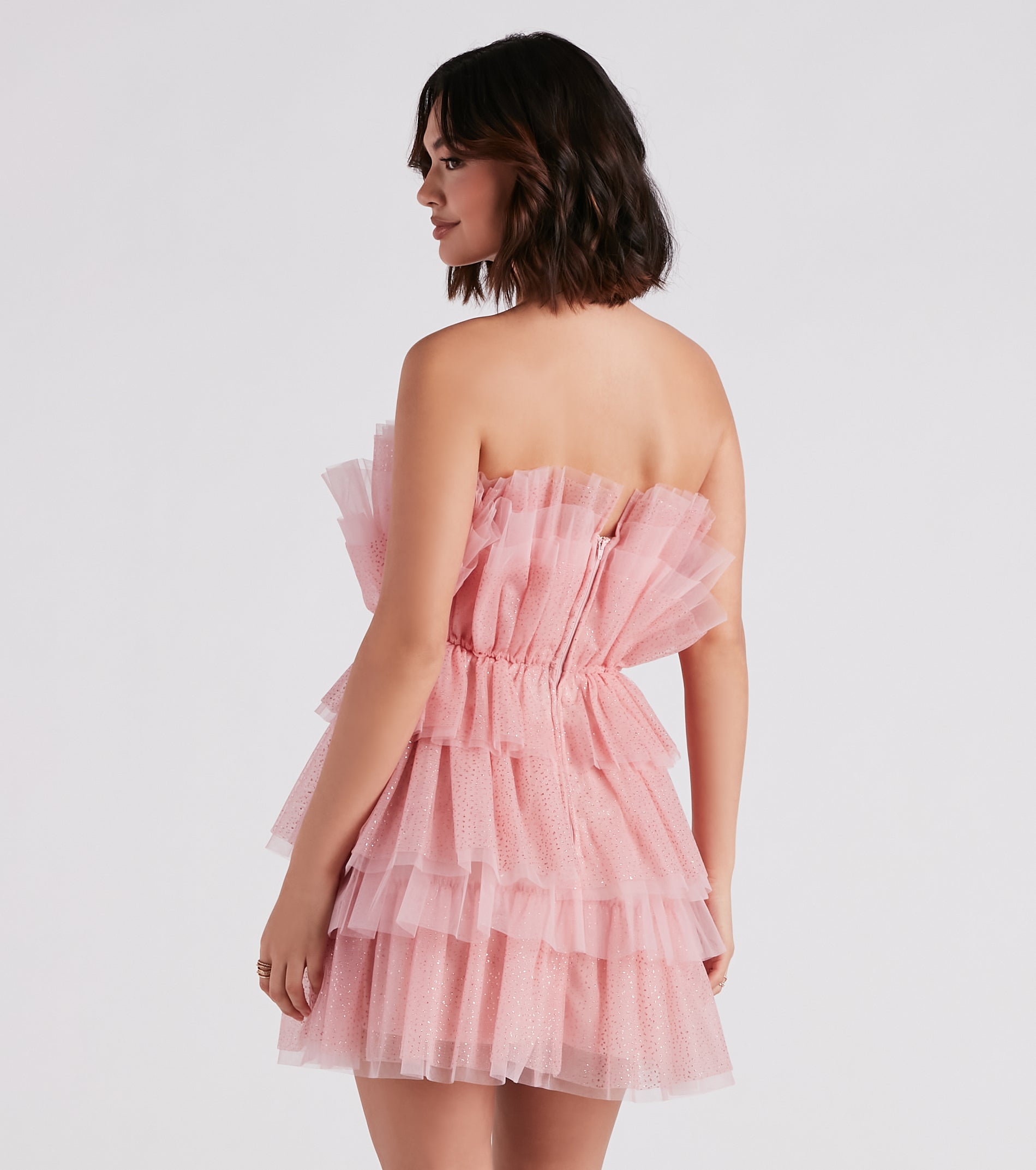 Alisa Glitter Tulle Short Party Dress