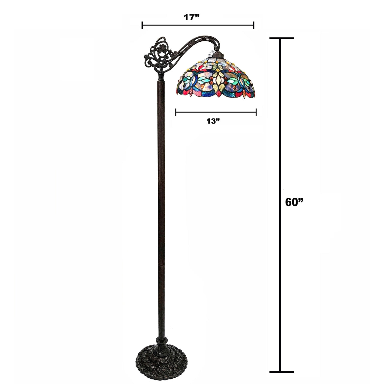 CHLOE Vivian -Style Victorian Stained Glass Reading Floor Lamp 60" Height