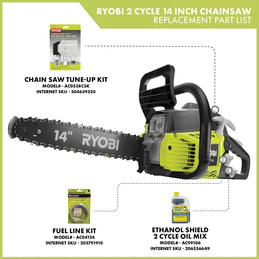RYOBI RY3714 14 in. 37cc 2-Cycle Gas Chainsaw