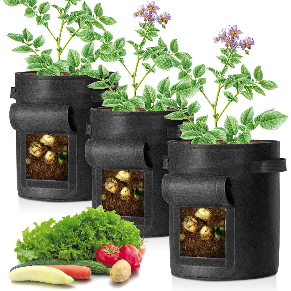 Yescom Pack of 3 7 Gallon Potato Grow Bags Fabric Pots w/ Handles