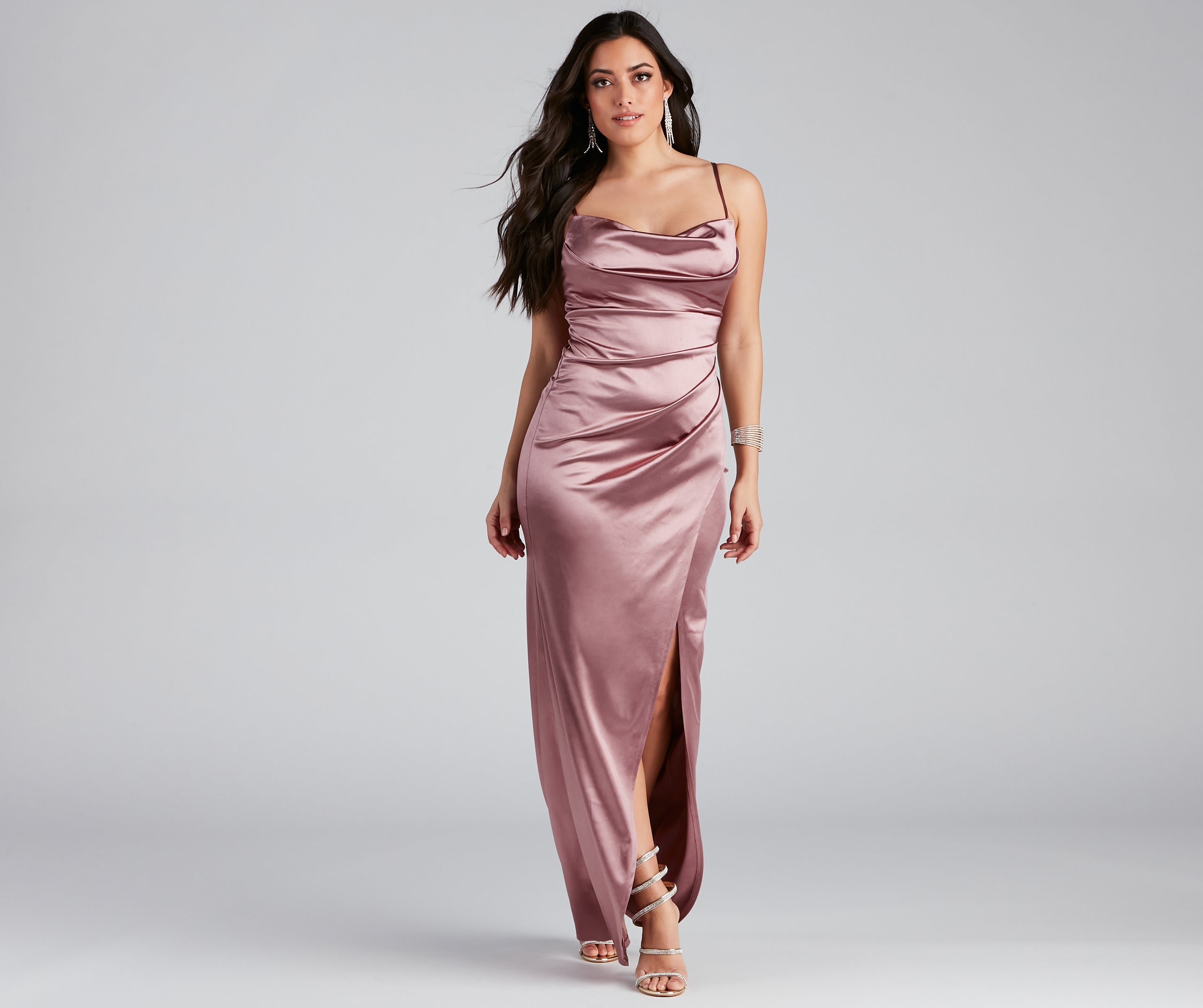 Annabelle Knit Satin Formal Dress