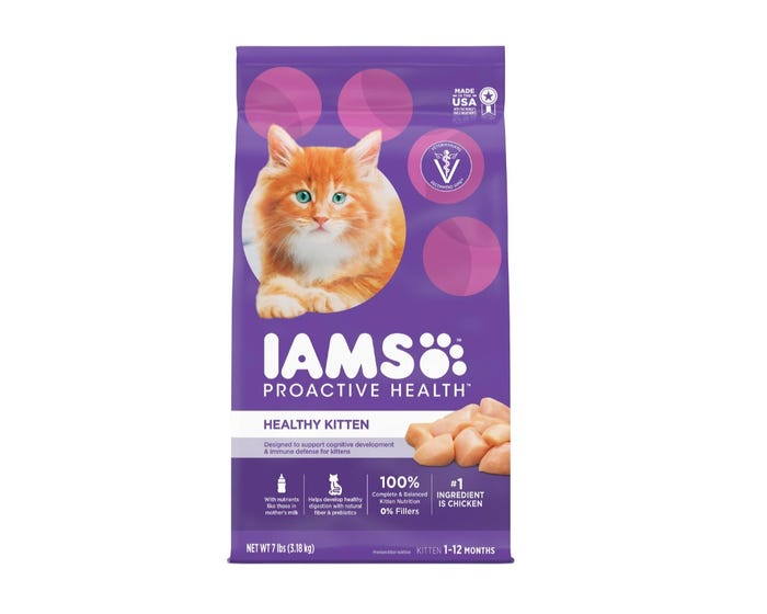 IAMS Proactive Health， Healthy Kitten Dry Cat Food， Chicken Flavor， 7 lb. Bag