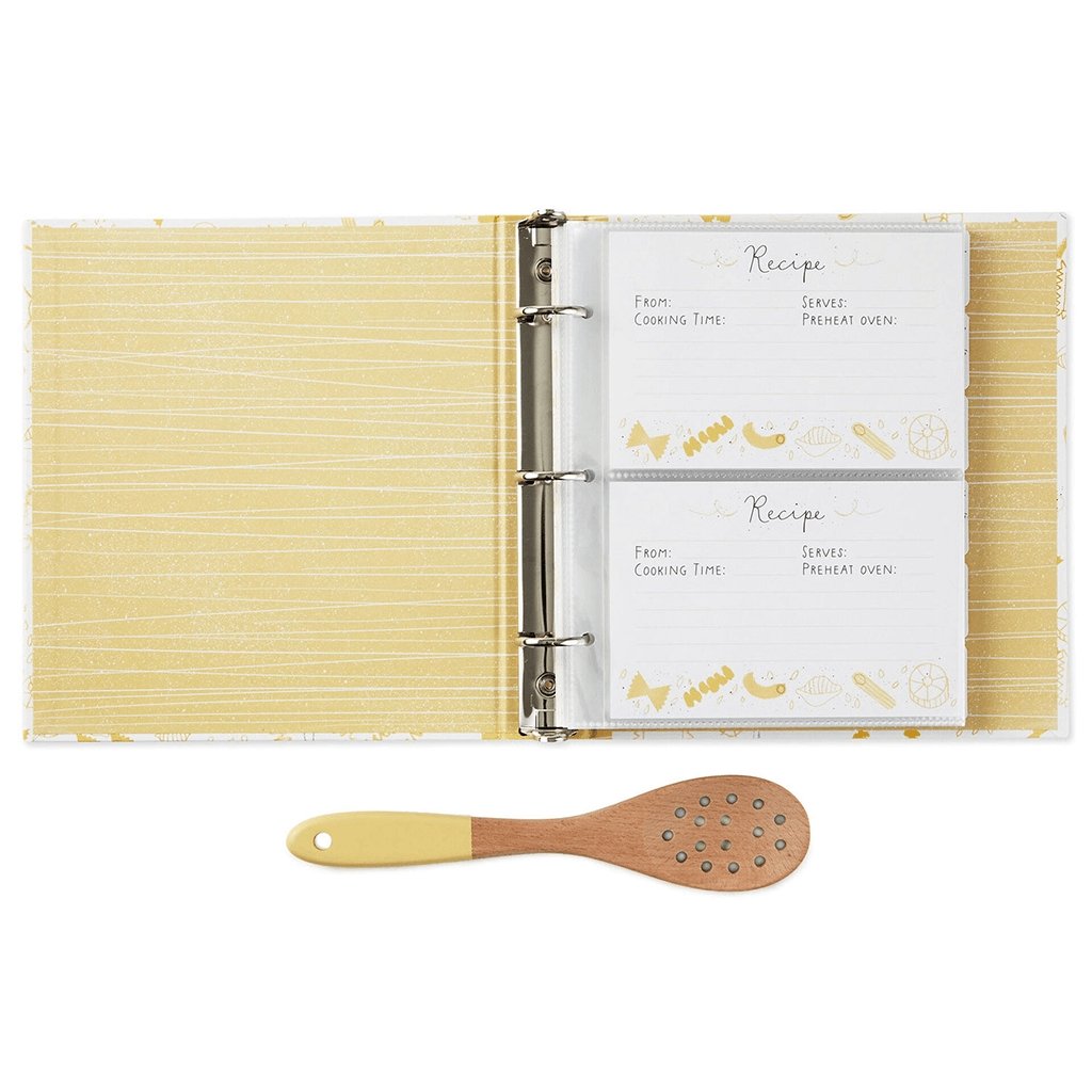 Hallmark  Pasta Recipe Organizer Book With Wooden Strainer Spoon