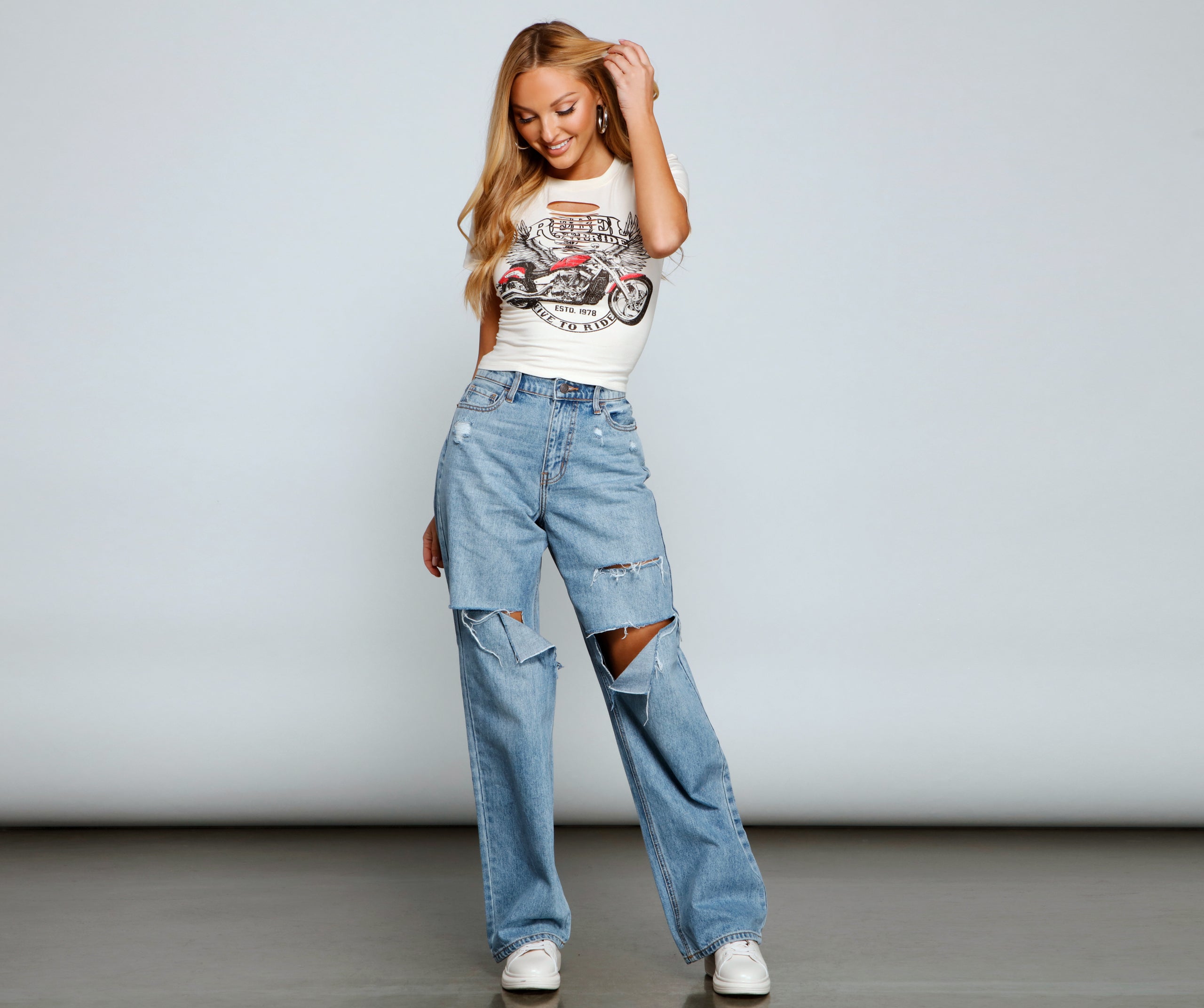 Throwback Vibes High-Rise Destroyed Boyfriend Jeans