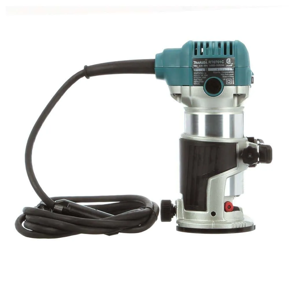Makita 6.5 Amp 1-1/4 HP Corded Fixed Base Variable Speed Compact Router with Quick-Release RT0701C