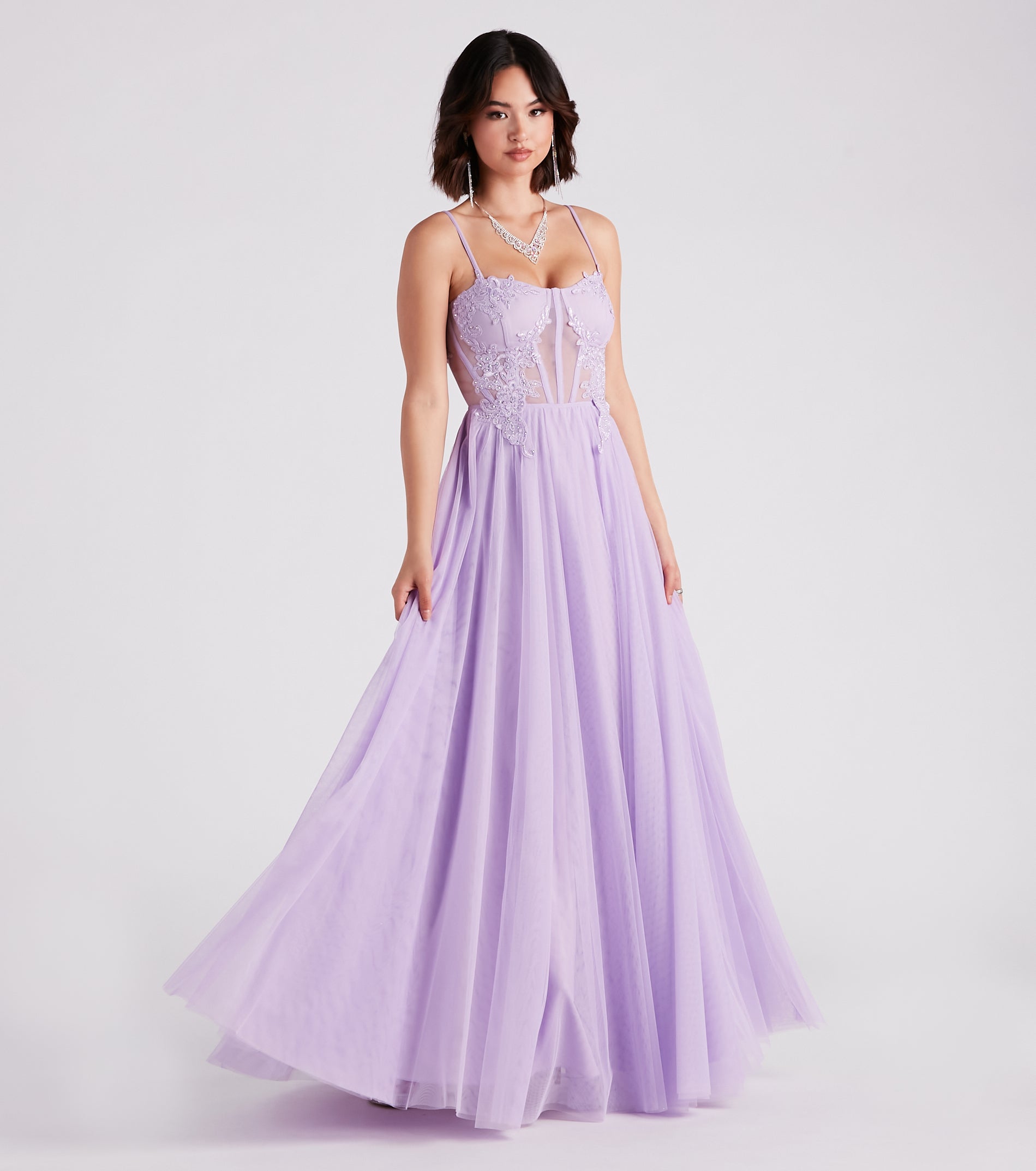 Alexandra Rhinestone Embroidered Tulle Ball Gown