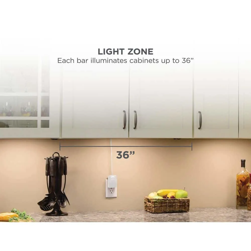 BLACK+DECKER 9 in. LED Warm White 2700K, Dimmable, 3-Bar Under Cabinet Lights Kit with Hands-Free On/Off (Tool-Free Plug-in Install) LEDUC9-3WK