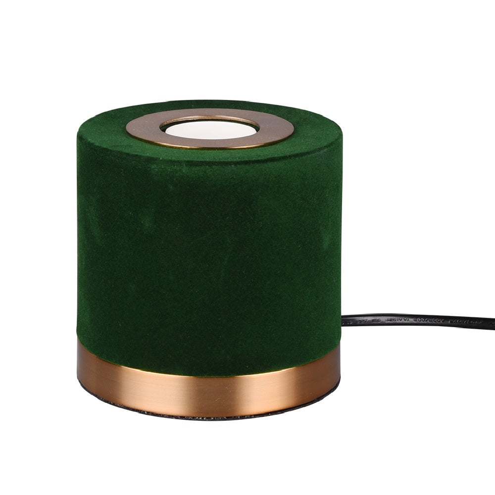 Britalia BR50691015 Green Velvet Suede & Brushed Gold Vintage Cylindrical Table Lamp 11cm