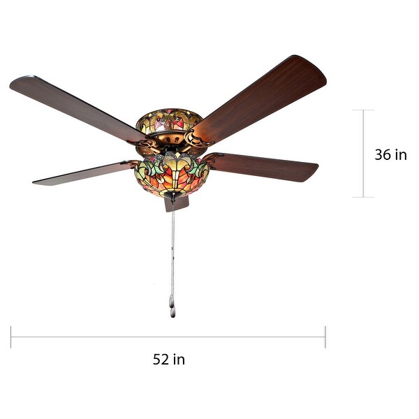  Style Stained Glass Halston Ceiling Fan - Spice - 52