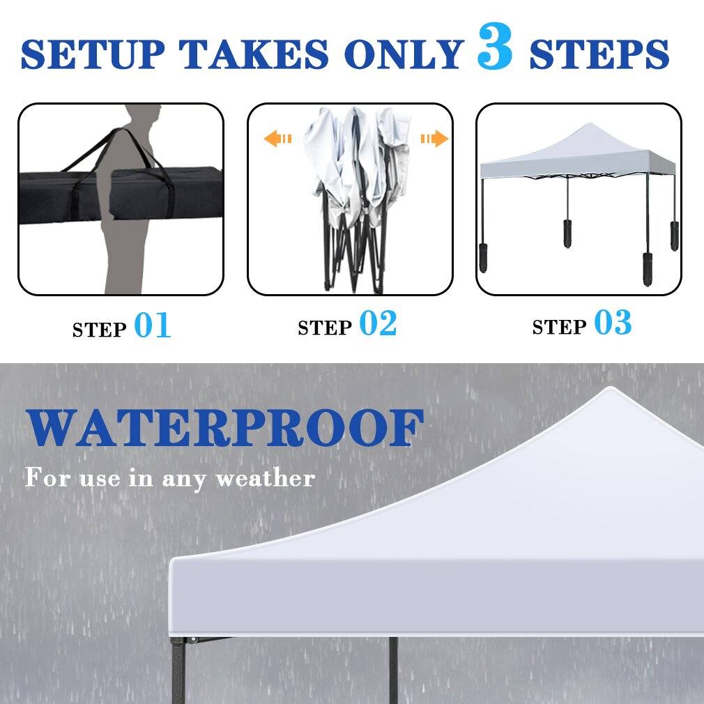 YRLLENSDAN 10x10 Pop Up Canopy Tent for Outside, Waterproof Outdoor Tent Canopy Beach Canopy Tents for Parties UV Protection Straight Leg Shade Canopy, White