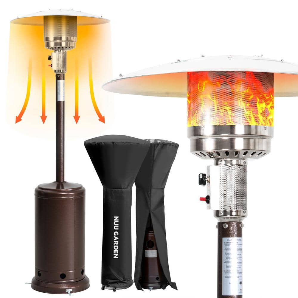 Nuu Garden 46,000 BTU Bronze Steel Propane Gas Patio Heater with PVC Protect Cover AH003-C