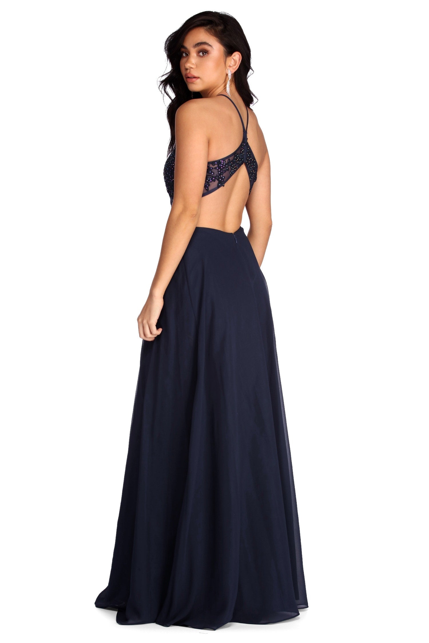 Alessandra Formal Open Back Chiffon Dress