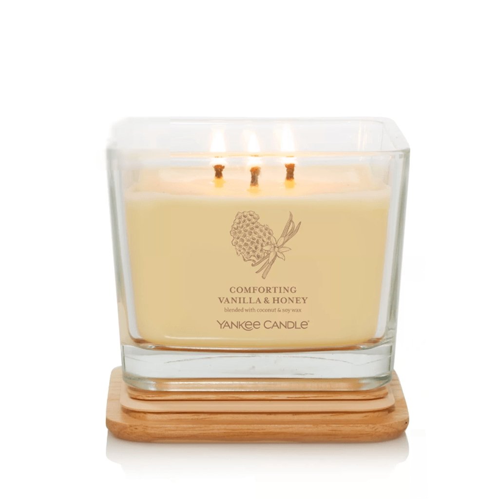 Yankee Candle  Well Living Collection - Medium Square Candle in Comforting Vanilla & Honey