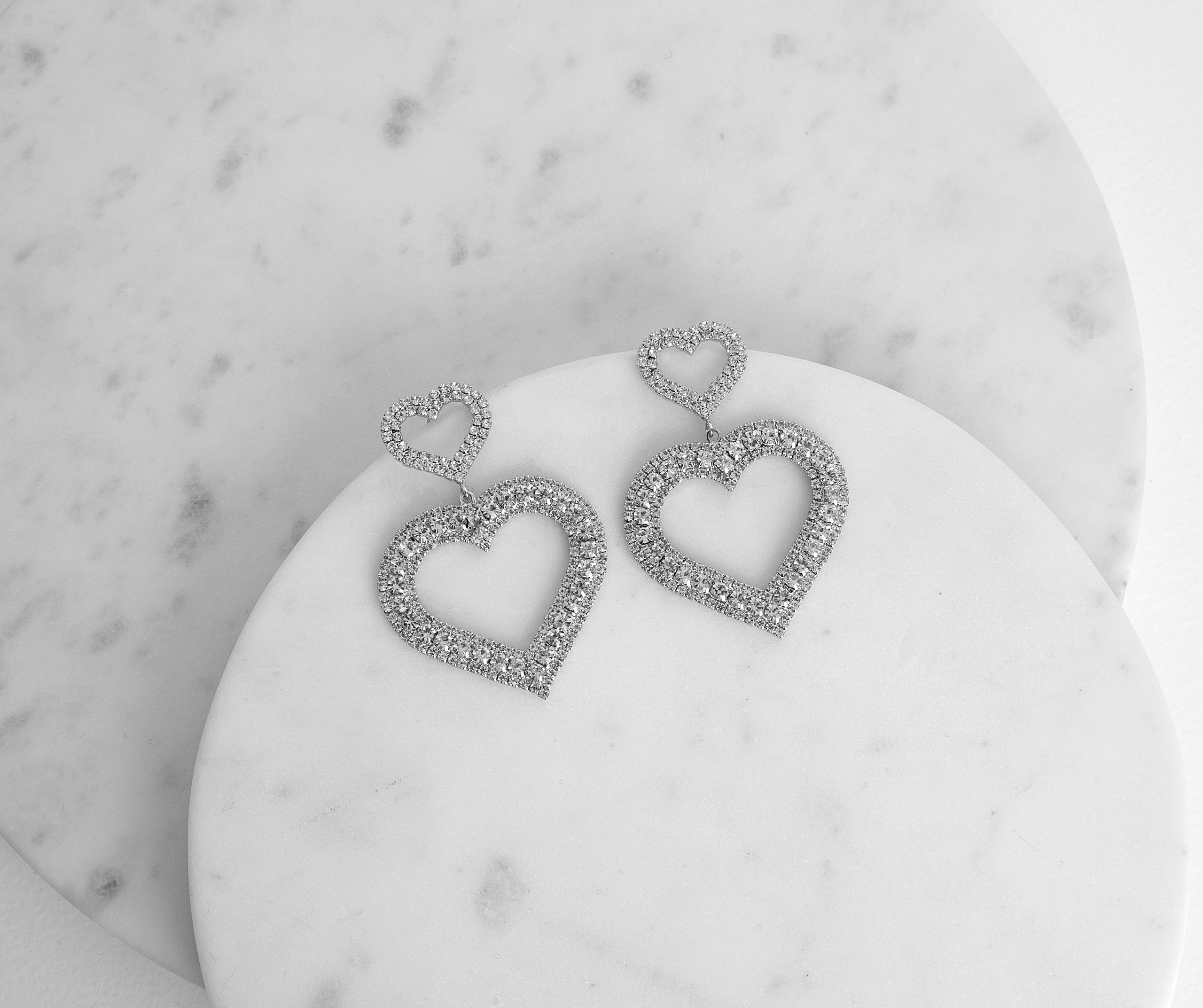 Follow Your Heart Rhinestone Earrings