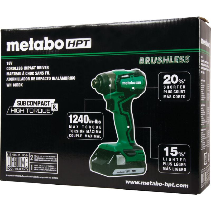 Metabo HPT 18V Lithium-Ion Sub-Compact Cordless Impact Driver 1 4 In. Hex