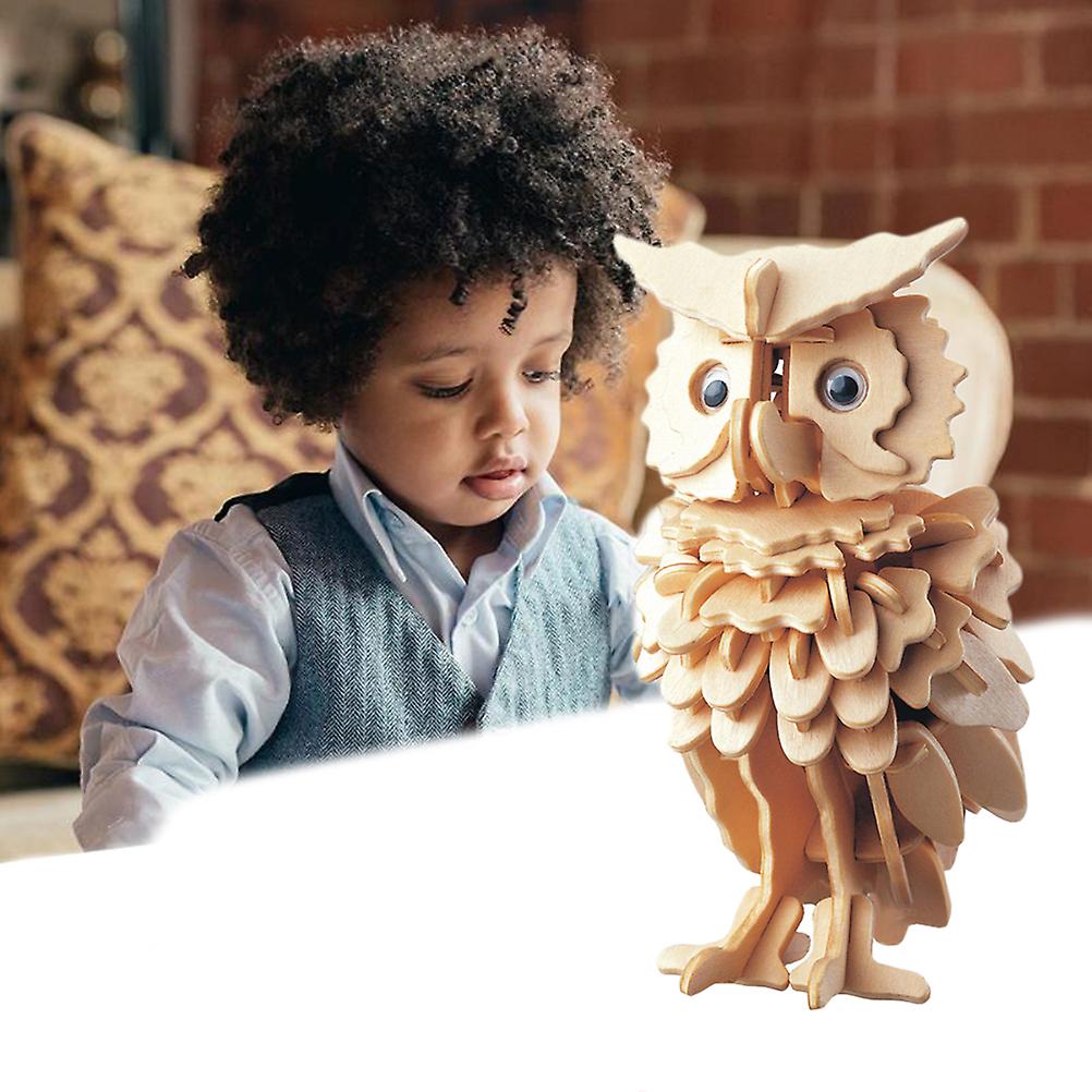 3D Wooden Owl Puzzle Jigsaw Woodcraft Kit DIY Construction Puzzle Toys for Children