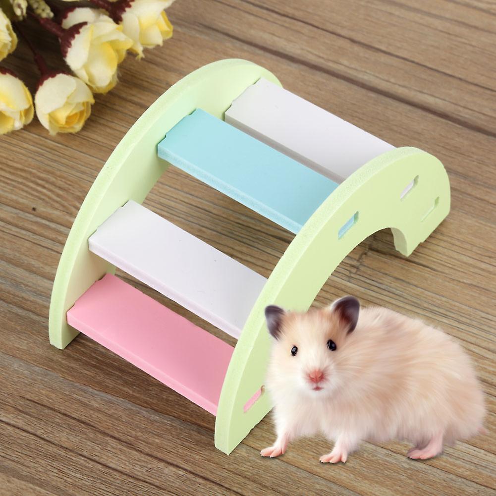 Wooden Hamster Play Bridge Toys Rainbow Seesaw Activity Cage For Pet Guinea Pig Mice Green