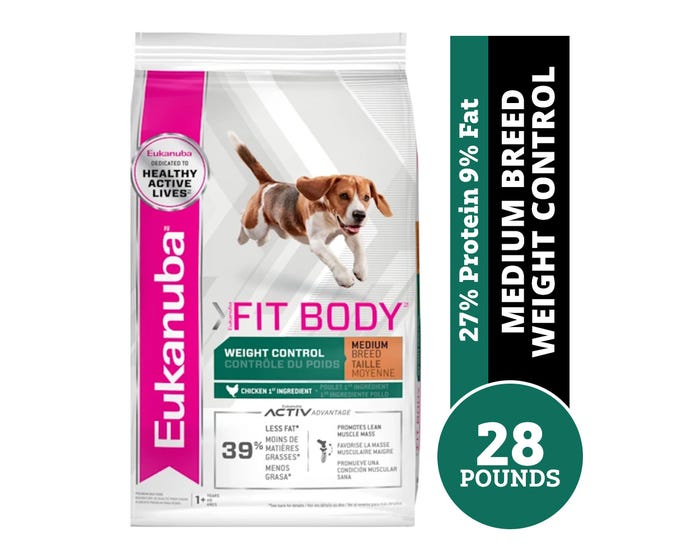 Eukanuba™ Fit Body Weight Control Medium Breed Dry Dog Food， 28 lb. Bag
