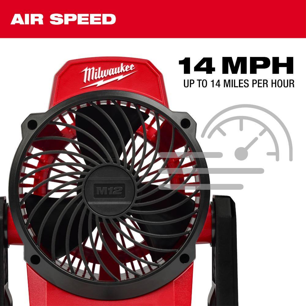 Milwaukee 0820-20 M12 12-Volt Lithium-Ion Cordless Jobsite Fan (Tool-Only)