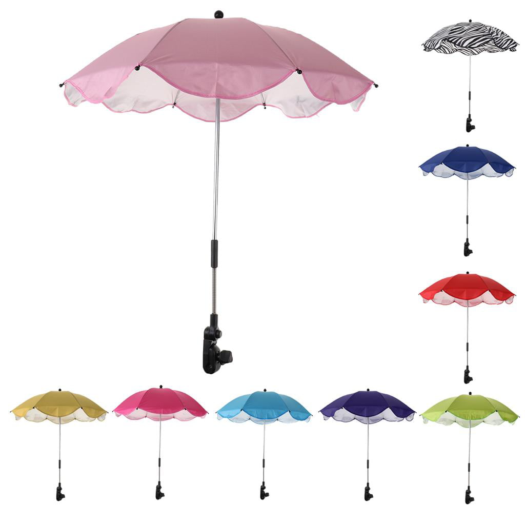 Canopy Umbrella for Beach Camping Hiking， Stroller Shelter， Sun ， Foldable， Rotating， Adjustable， Durable ， Pink， 68x65cm