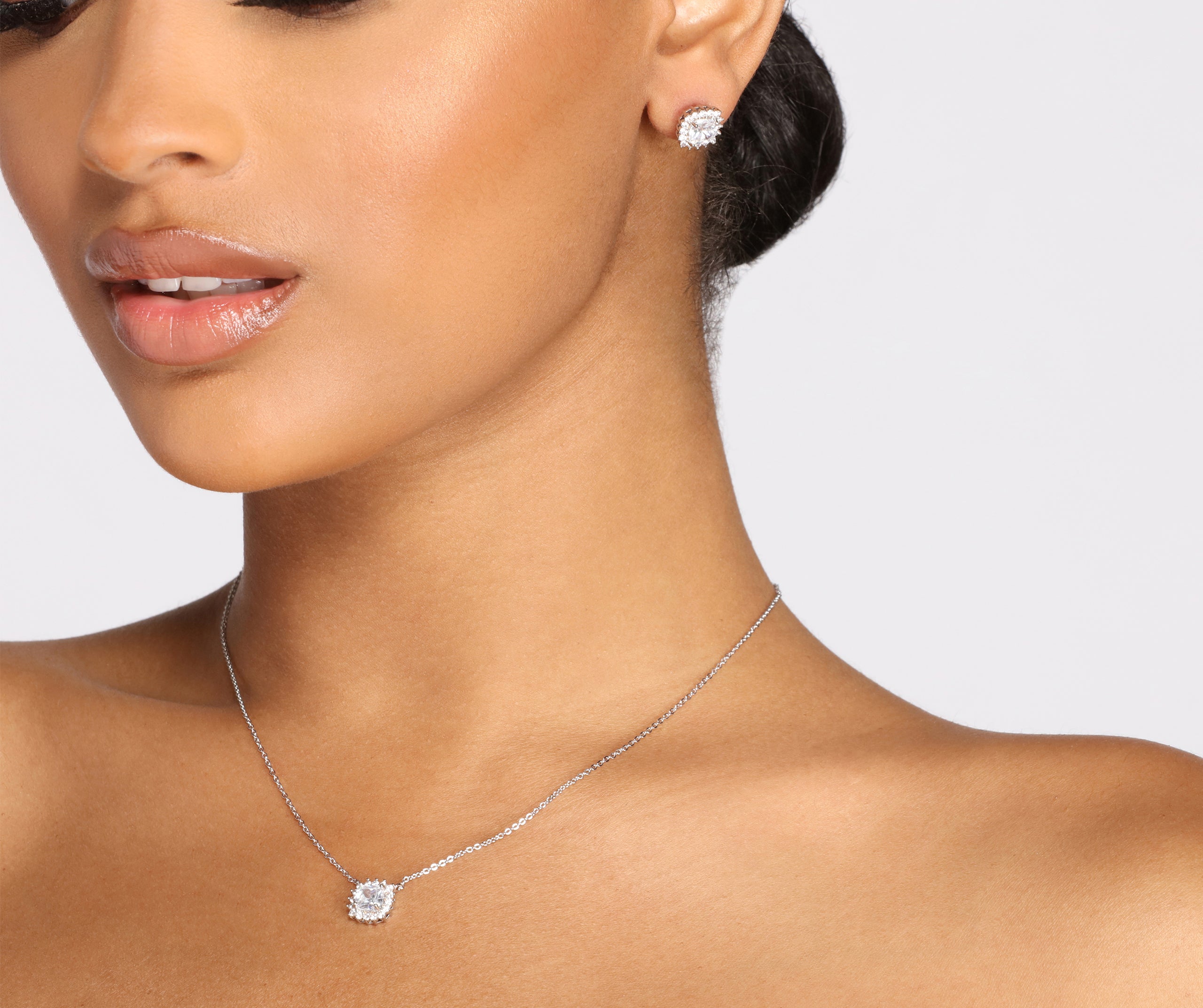 A Twinkling Touch Cubic Zirconia Necklace + Earring Set