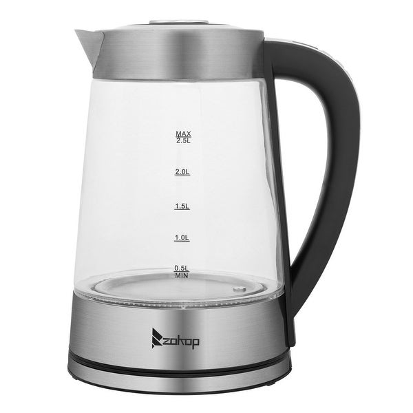ZOKOP 0.58Gal 1200W Stainless Steel Glass Electric Kettle with Electronic Handle - - 35705133