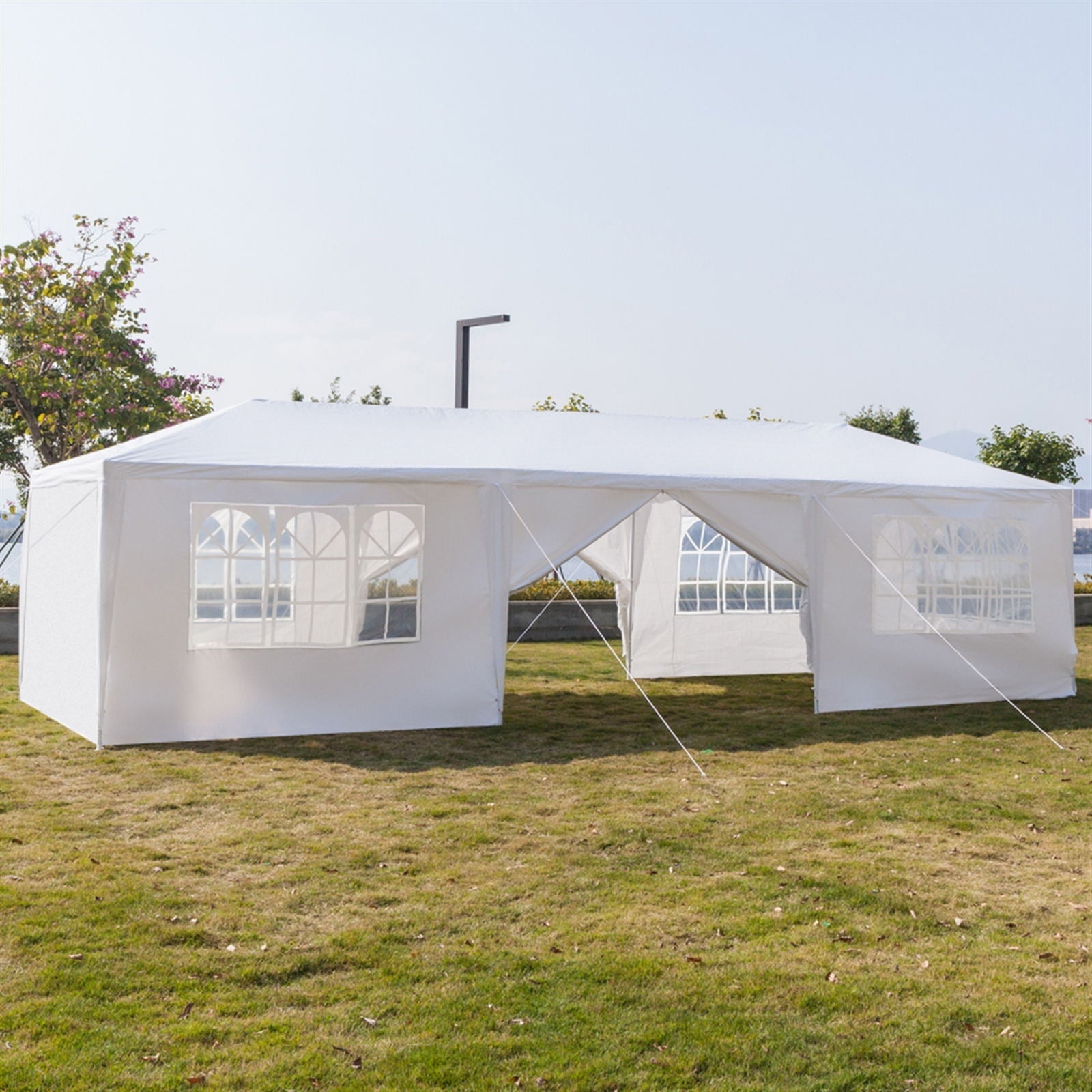 X XBEN 10' x 30'  Heavy Duty Canopy Tent Party Tent Outdoor Event Instant Tent Gazebo, Sturdy Steel Frame Shelter w/8 Removable Sidewalls and Carry Bag, White