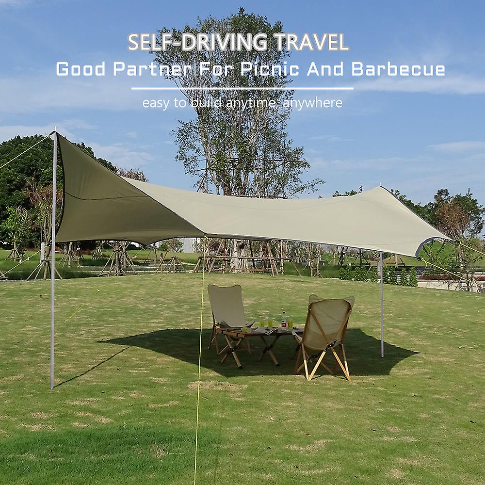 5.1x5.1m Large Tarp Waterproof Shade Sail Sun Shelter Camping Awning Tent Sunshade Outdoor Garden Canopy Beach Tourist