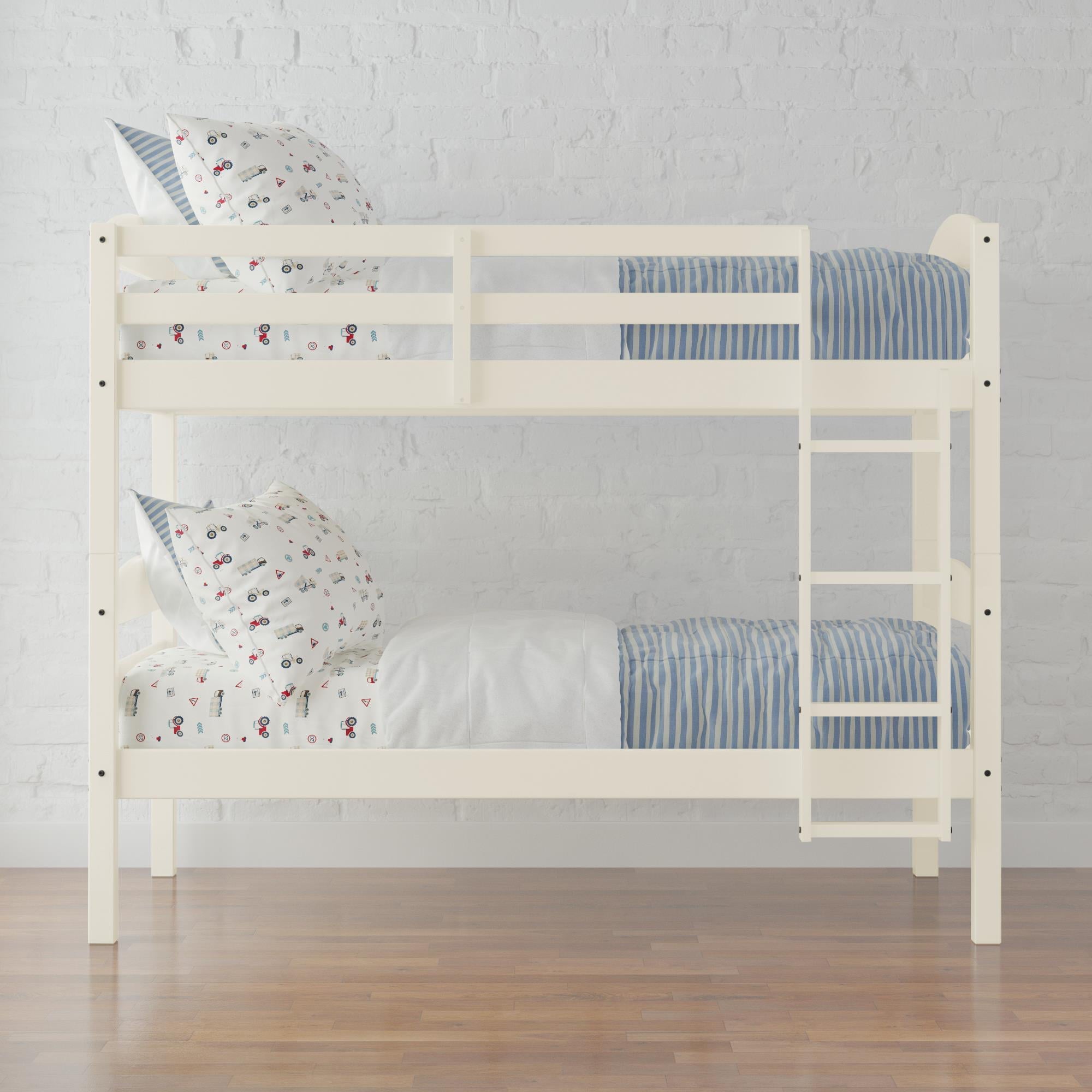 Better Homes & Gardens Leighton Solid Wood Twin-over-Twin Convertible Bunk Bed, White