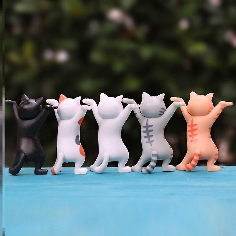 5 Models Dancing Cat Figure Decoration Animation Cat Model Fashion Toy Enchanting Cat Capsule Toy Doll Cake Decoration