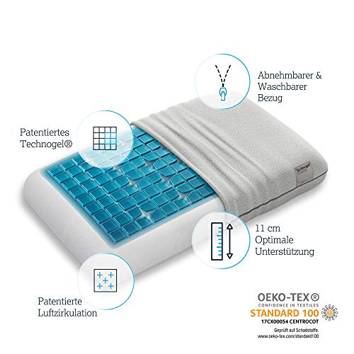 Technogel Deluxe Cooling Gel Pillow - Patented Ergonomic Design for Deeper Sleep
