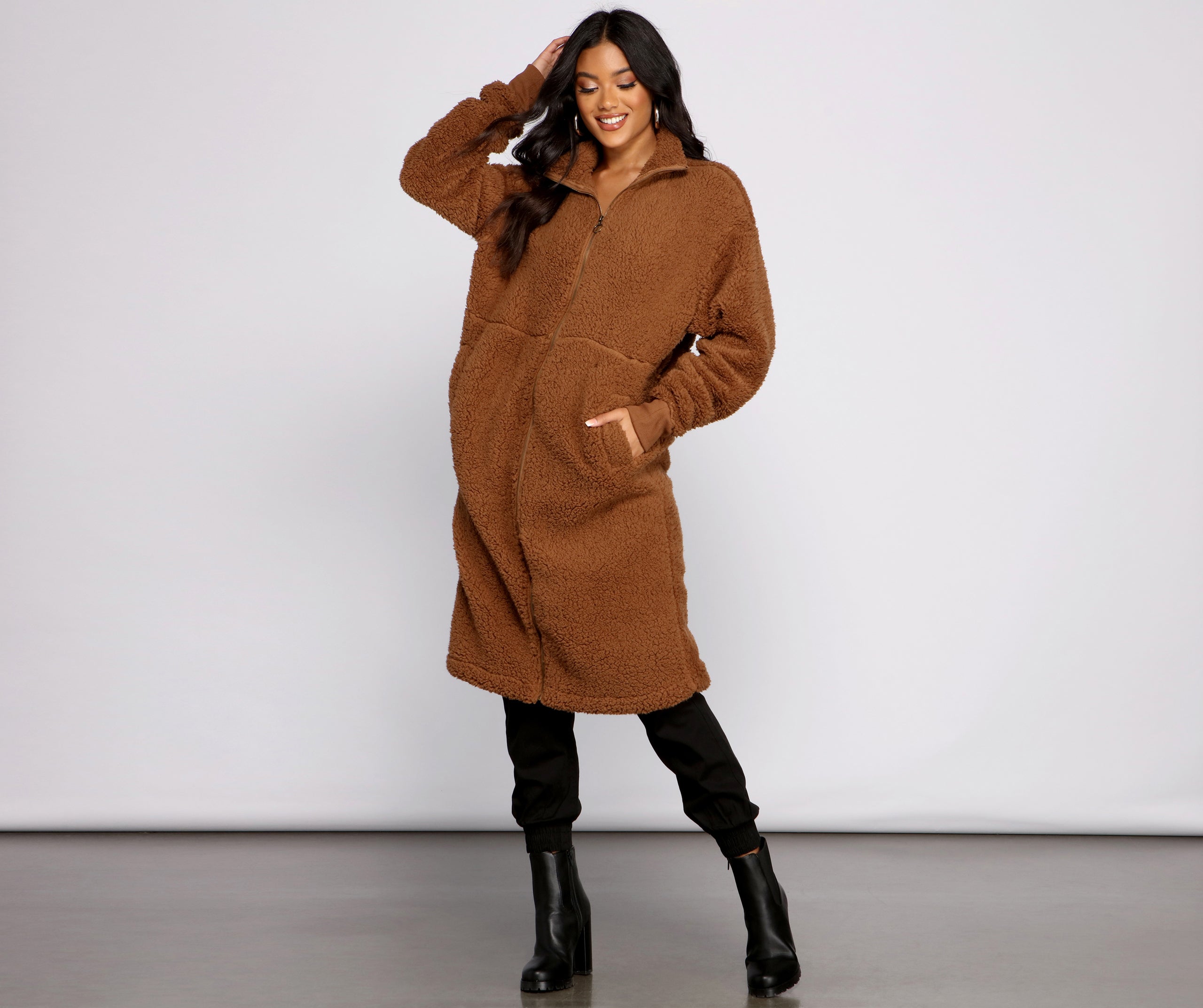 Chic and Cozy Oversized Teddy Trench Coat