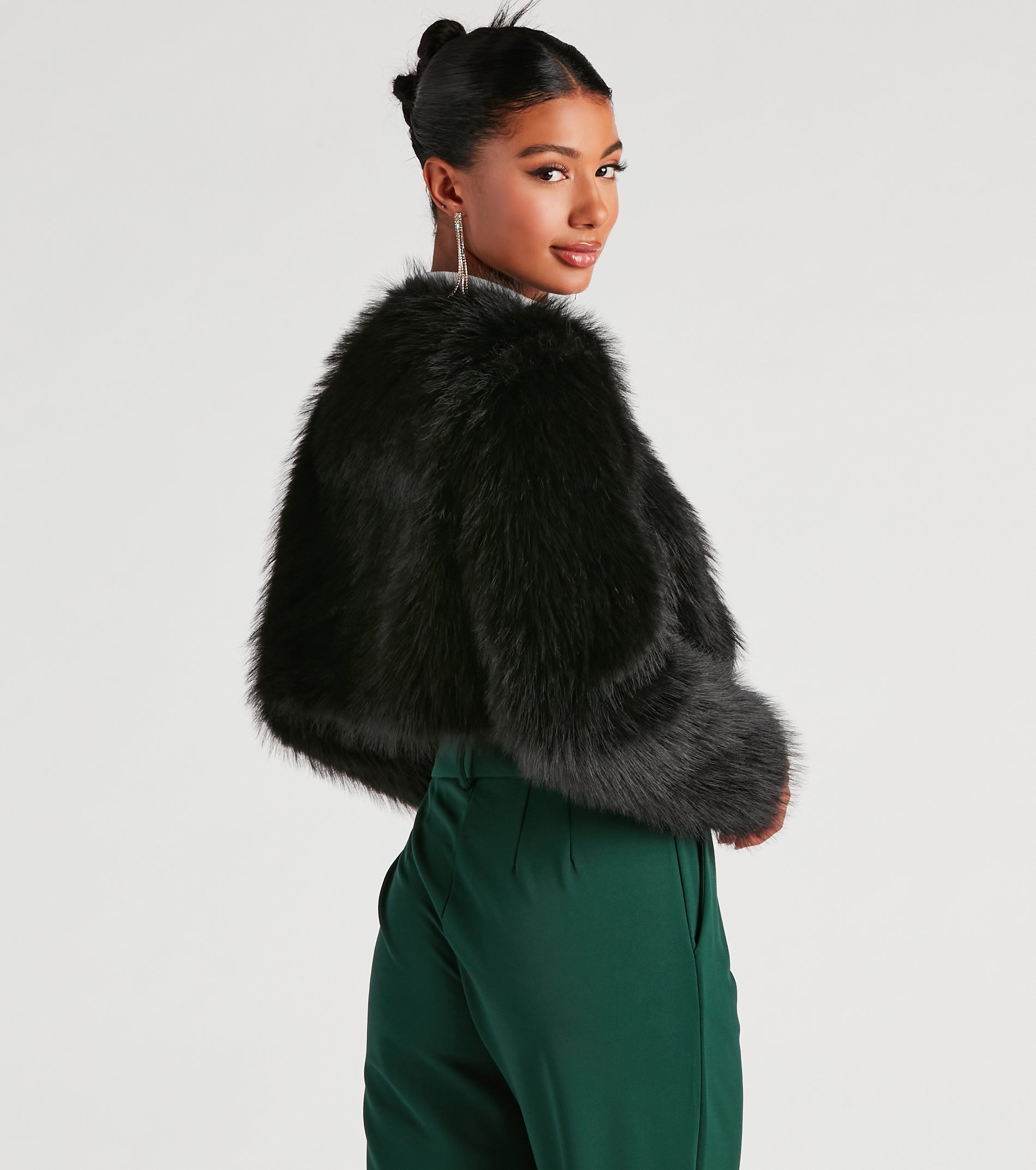 Style Diva Faux Fur Crop Jacket