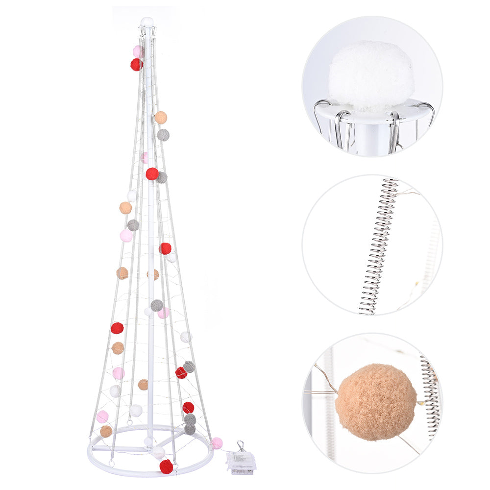 Yescom 3' Pre-lit Christmas Cone Tree with Cotton Balls Battery Operated