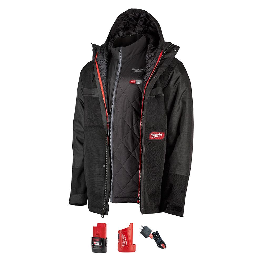 Milwaukee M12 Heated Jacket AXIS Layering System with GridIron Workshell Kit Black 2X
