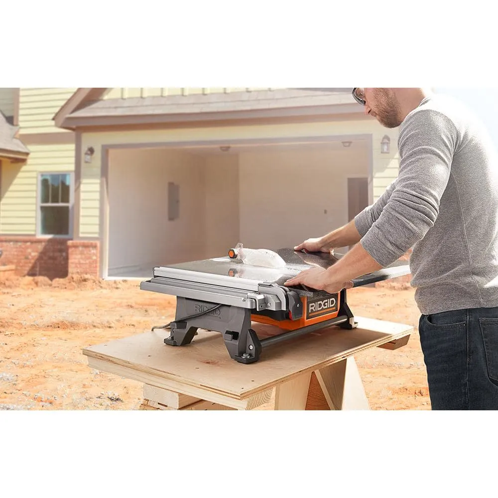 RIDGID 6.5 Amp Corded 7 in. Table Top Wet Tile Saw with Stand R4021SN