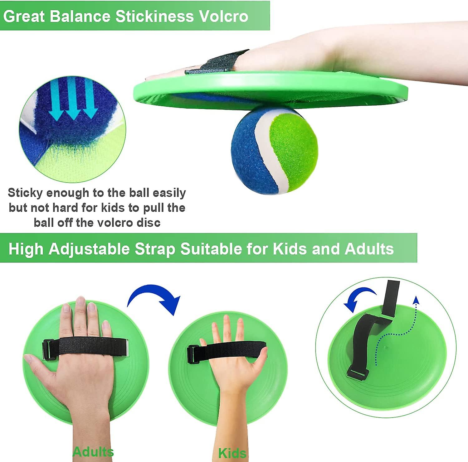 Ball Catch Set Game Toss Paddle - Beach Toys Back Yard Outdoor Games Lawn Backyard Target Throw Catch Sticky Mitts Set Age 3 4 5 6 7 8 9 10 11 12 Year