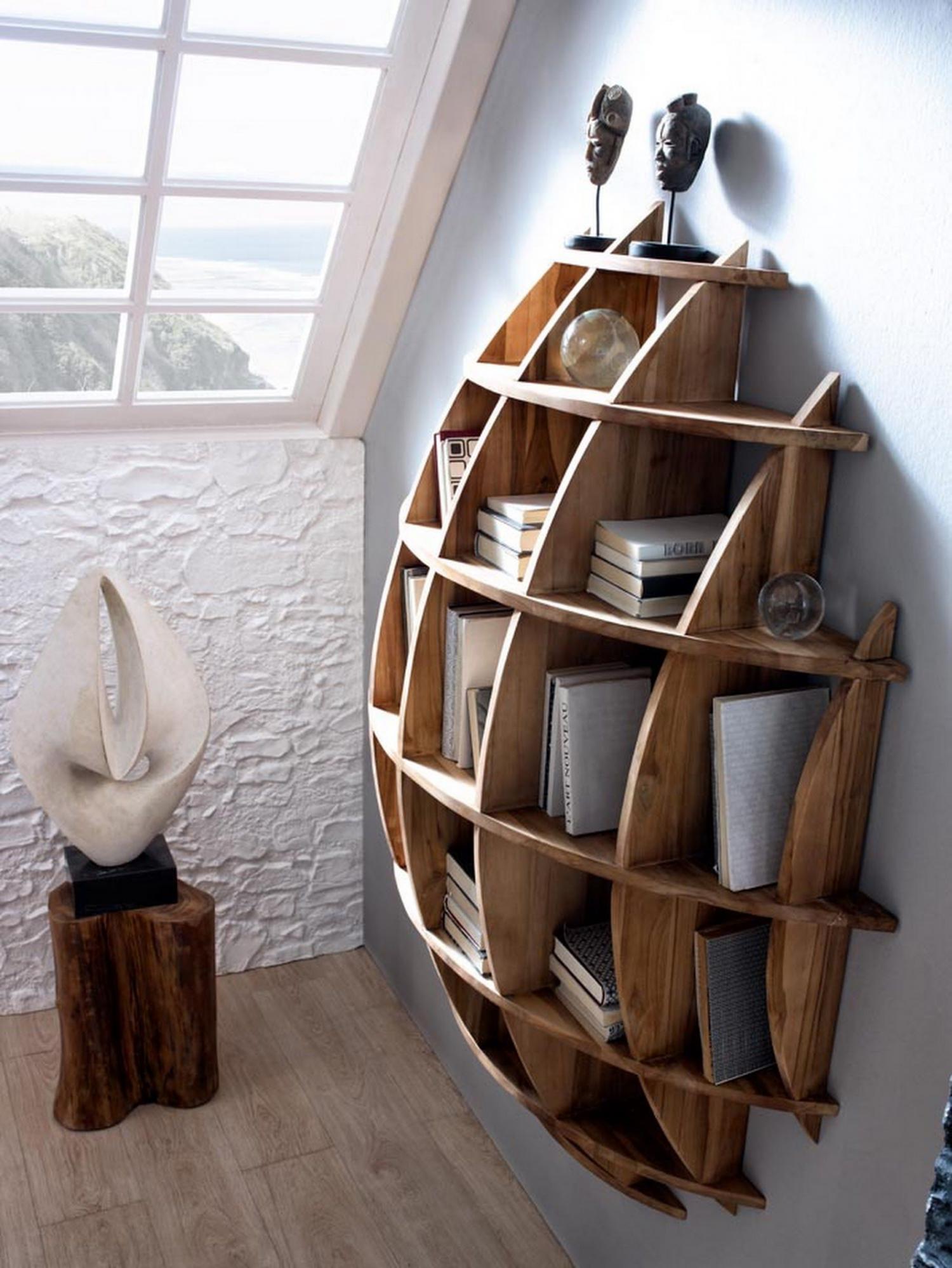 Wooden Wall Shelf, Sphere Bookcase, Round Hanging Wall Geometric Shelf, Office shelf