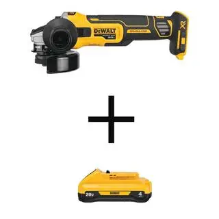 DEWALT 20V MAX XR Cordless Brushless 4-12 in. Slide Switch Small Angle Grinder with Kickback Brake with Compact 4.0Ah Battery DCG405BWDCB240