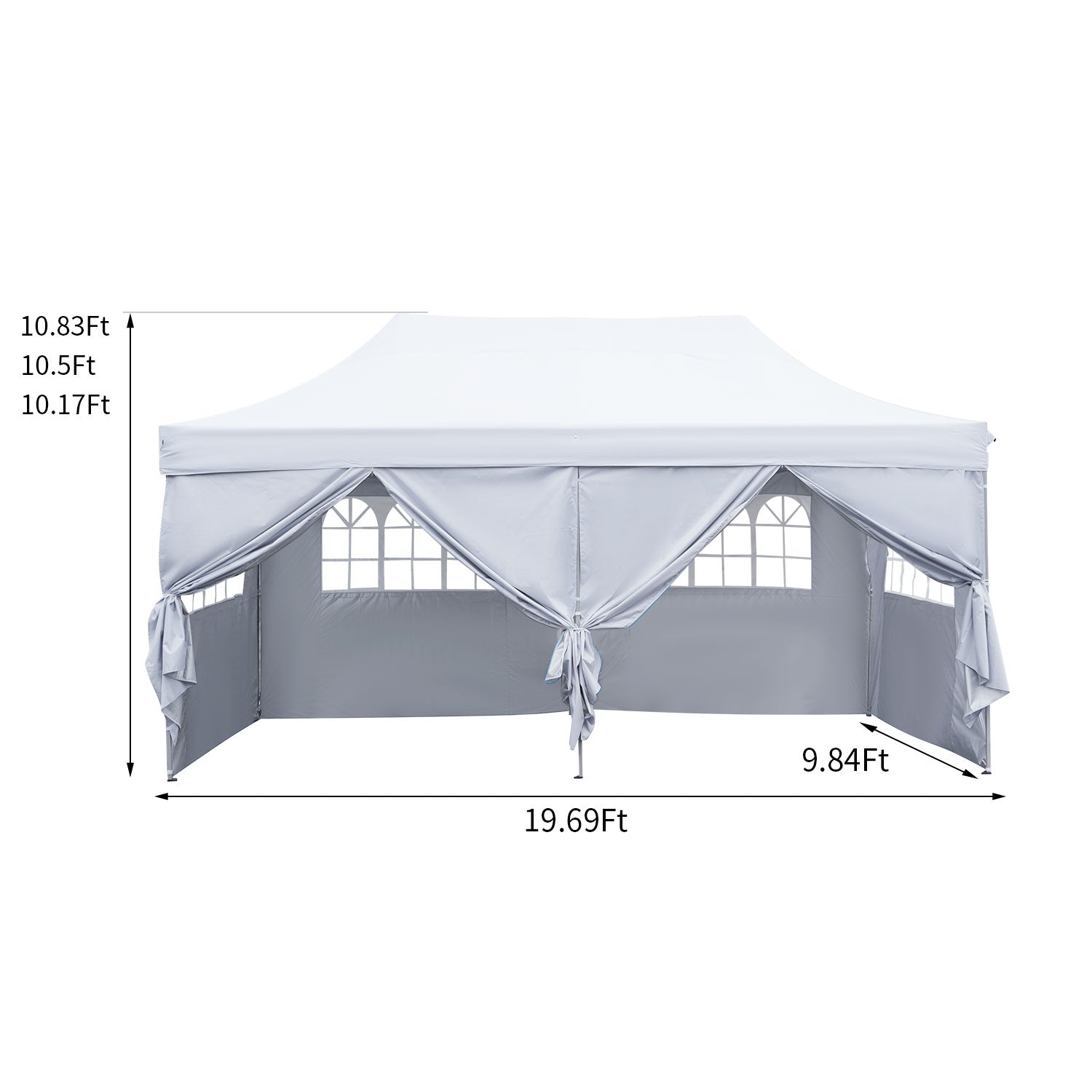 Outdoor Basic 10' x 20' Pop up Instant Canopies Tent with 6 Removable Sidewalls for Party Commercial Activity,White