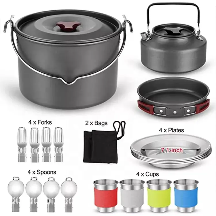 China Portable Outdoor Camping Cookware Kit Folding  Cookset Cooking Equipment   Set