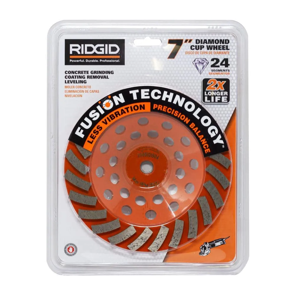 RIDGID 7 in. 24-Segment Turbo Cup Grinding Wheel Power Tool Accessory HD-TAW7024P1