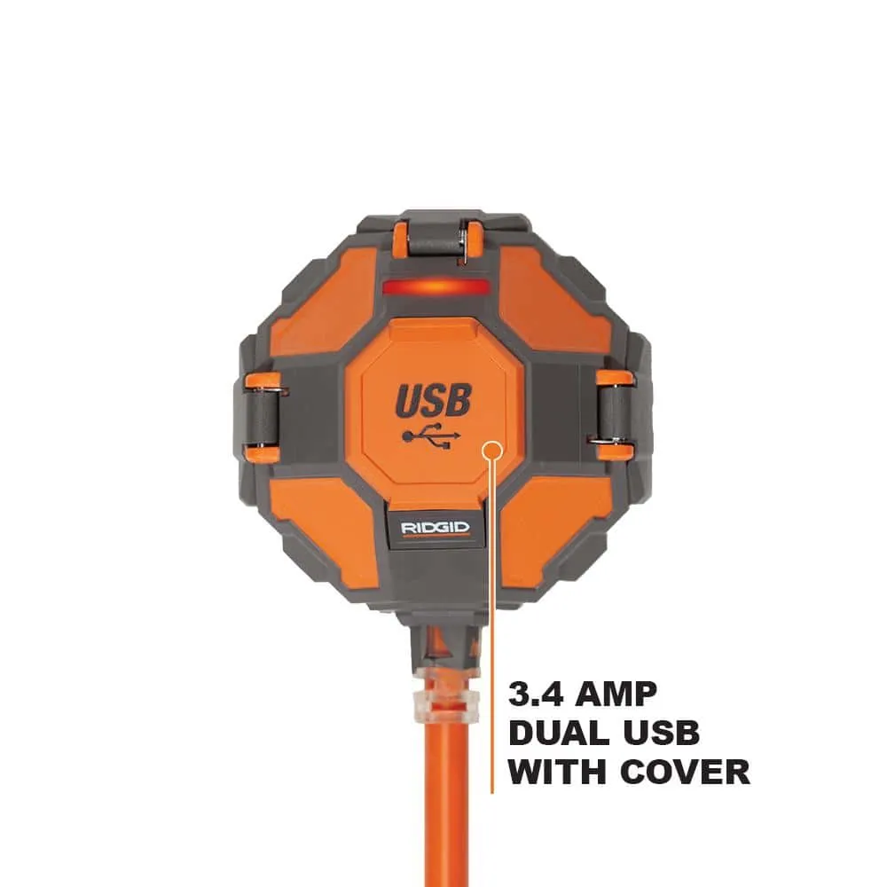RIDGID 3-Outlet Power Ball Extension Cord Plus USB 36008