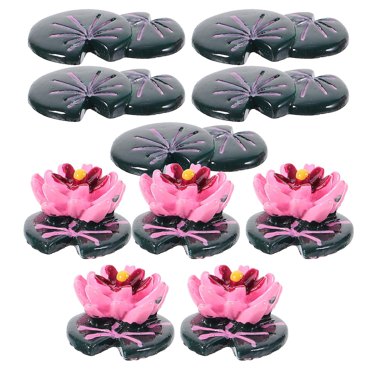 1 Set Mini Lotus Forg Lotus Leaves Decors Miniature Decoration Miniature Garden Accessory