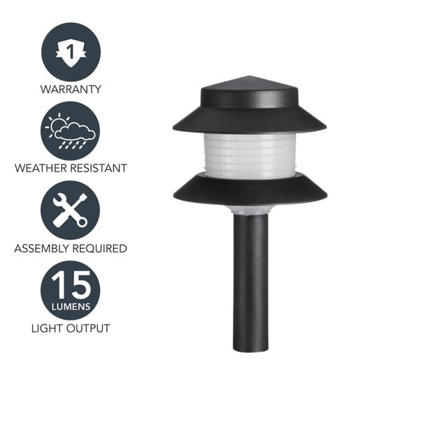 Sterno Home (#GL42171) Two-tiered Outdoor Landscaping Path Light， Black (Power Pack and Landscape Wire Sold Separately)