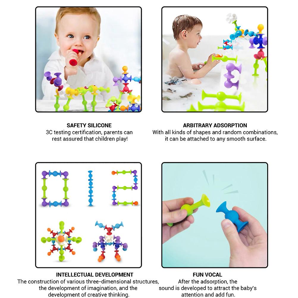 48pcs Silicone Building Blocks DIY Blocks Toys Assembled Sucker Suction Cup Funny Construction Educational Toys Children Gifts