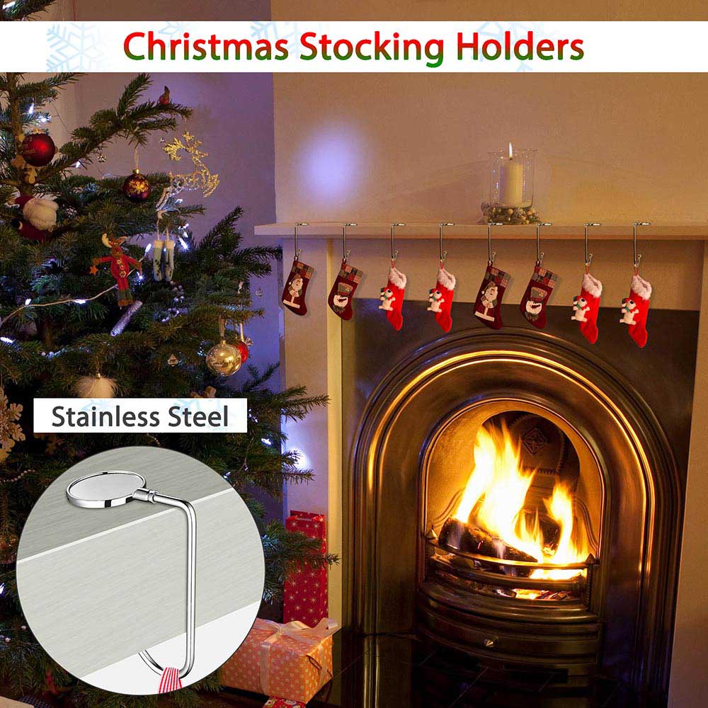 Yescom Christmas Fireplace Stocking Holders Stainless Steel Non-Slip 8 Pack