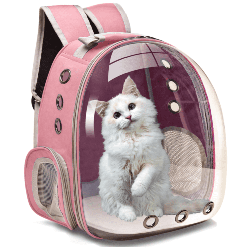 Cat Backpack Carrier Bubble Bag， Small Dog Backpack Carrier for Small Dogs， Space Capsule Pet Carrier Dog Hiking Backpack Airline Approved Travel Carrier - Pink