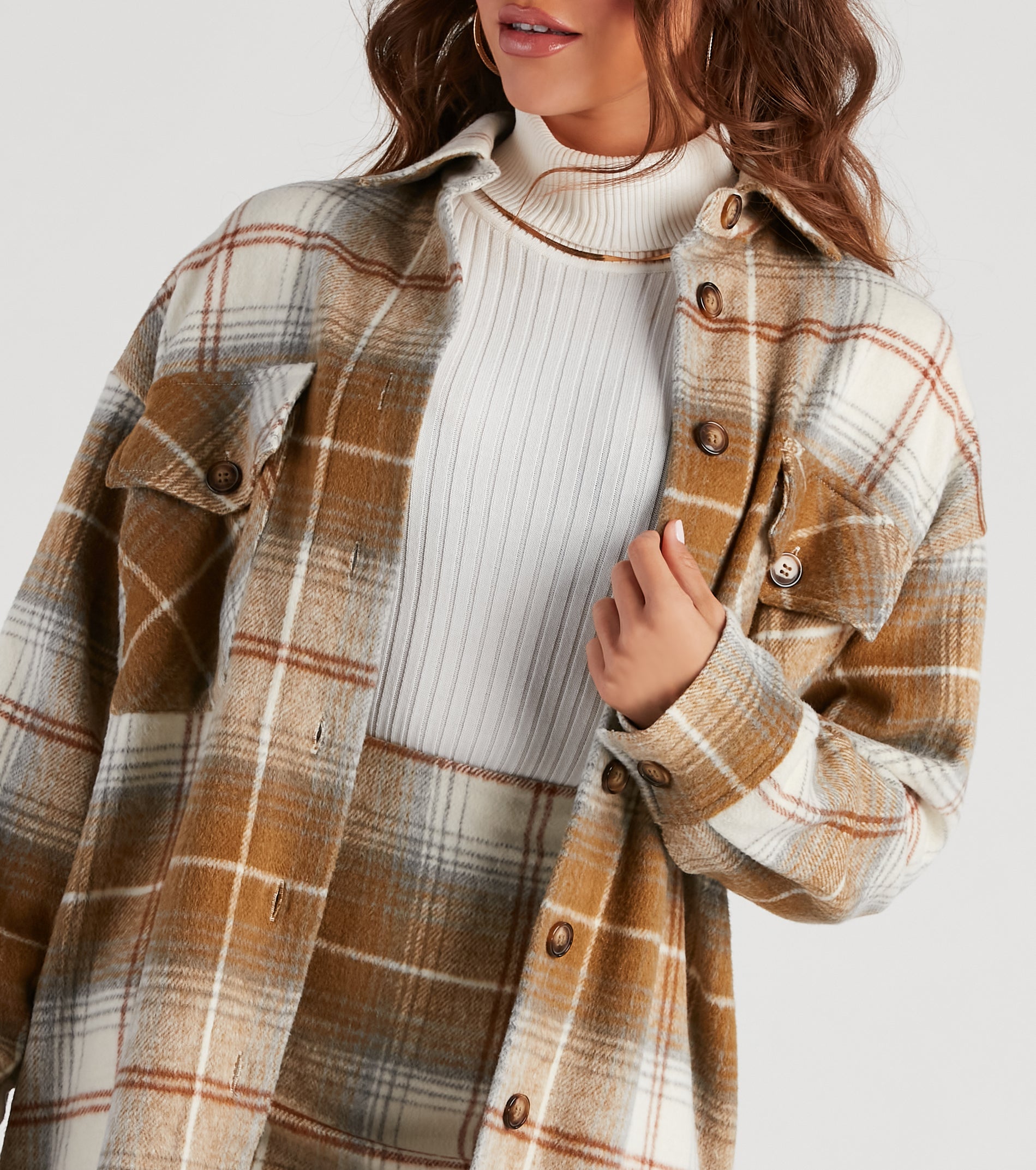 Best Match Plaid Longline Shacket