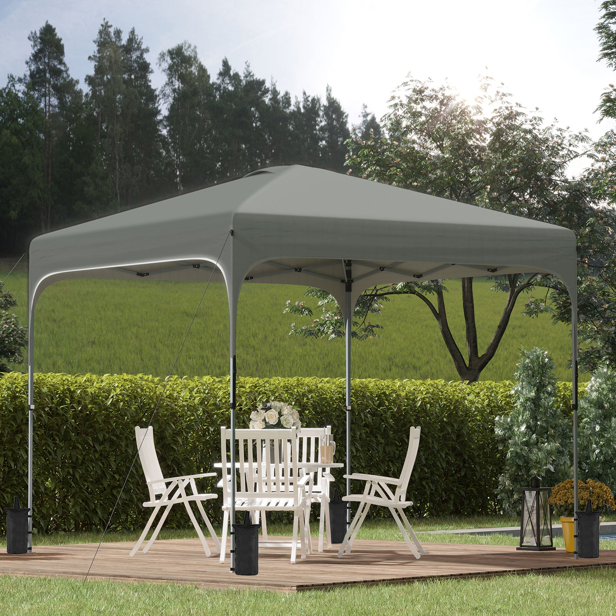 Outsunny 10' x 10' Pop Up Canopy, Foldable Gazebo Tent with Carry Bag with Wheels and Outdoor Garden Patio Party Dark Grey